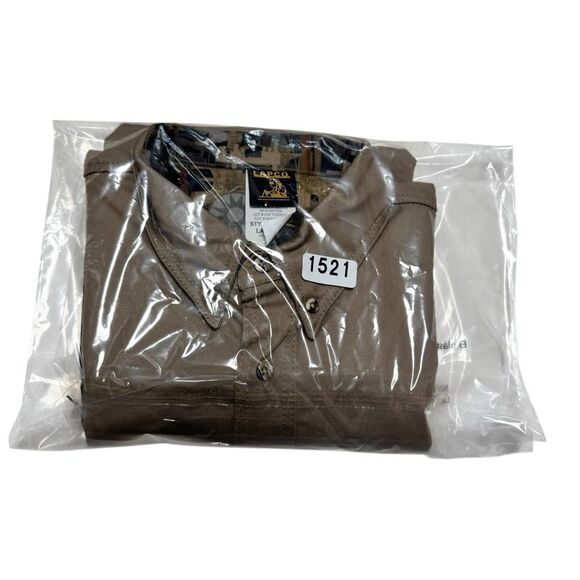 Lapco Shooting Oilfield Camo Shirt Men Size L Beige Button Short Sleeve Heavy - Picture 11 of 11
